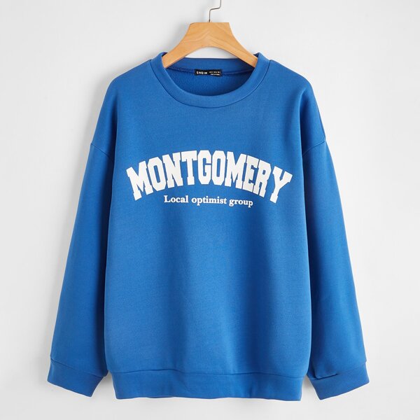 

Letter Graphic Drop Shoulder Sweatshirt, Blue