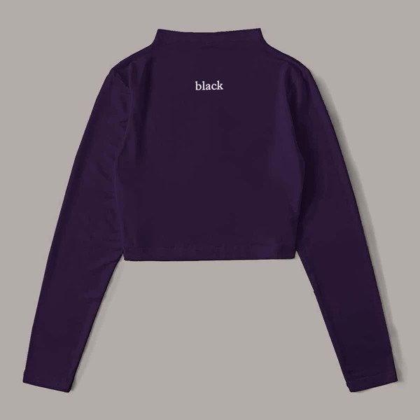 

Letter Graphic Mock Neck Tee, Purple
