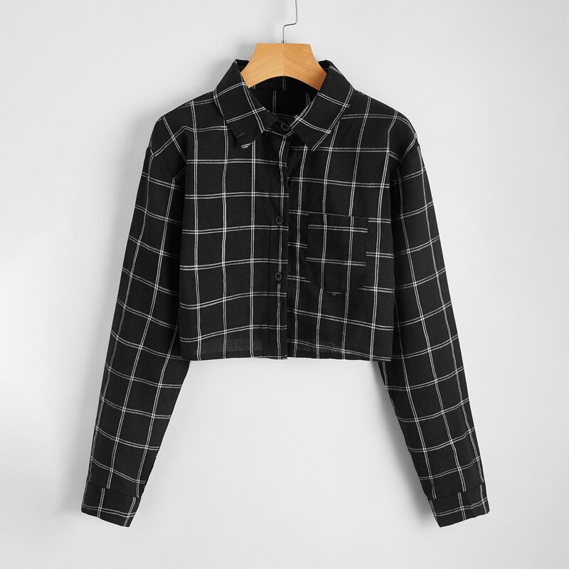 

Plaid Crop Shirt, Black