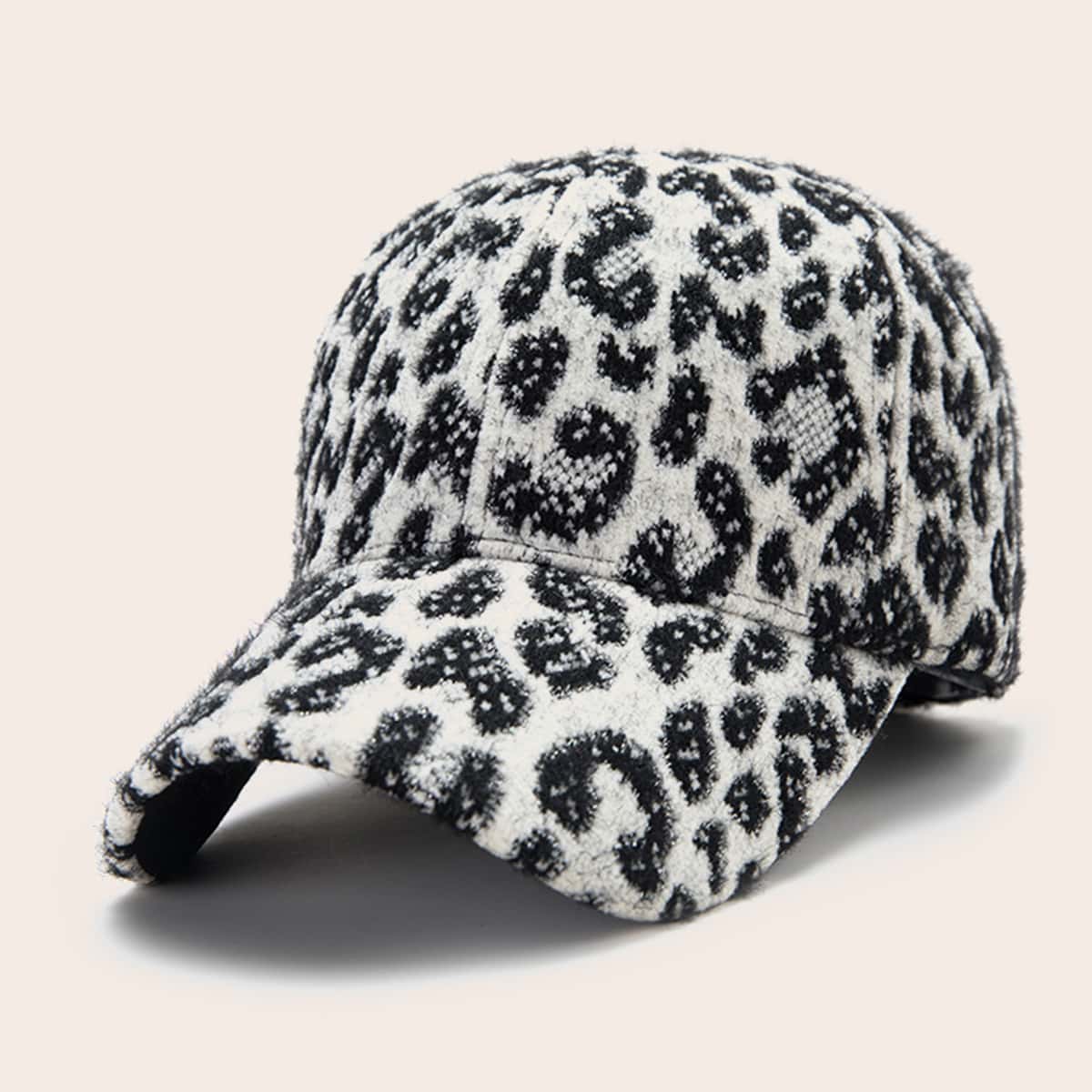 

Leopard Baseball Cap, Black and white