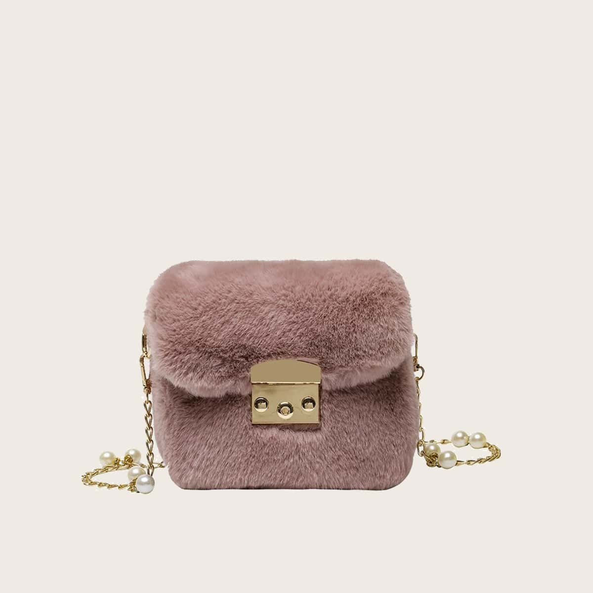 

Solid Fluffy Crossbody Bag, Dusty purple