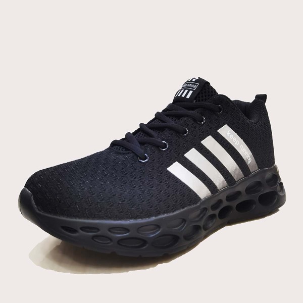 

Men Lace Up Front Striped Sneakers, Black