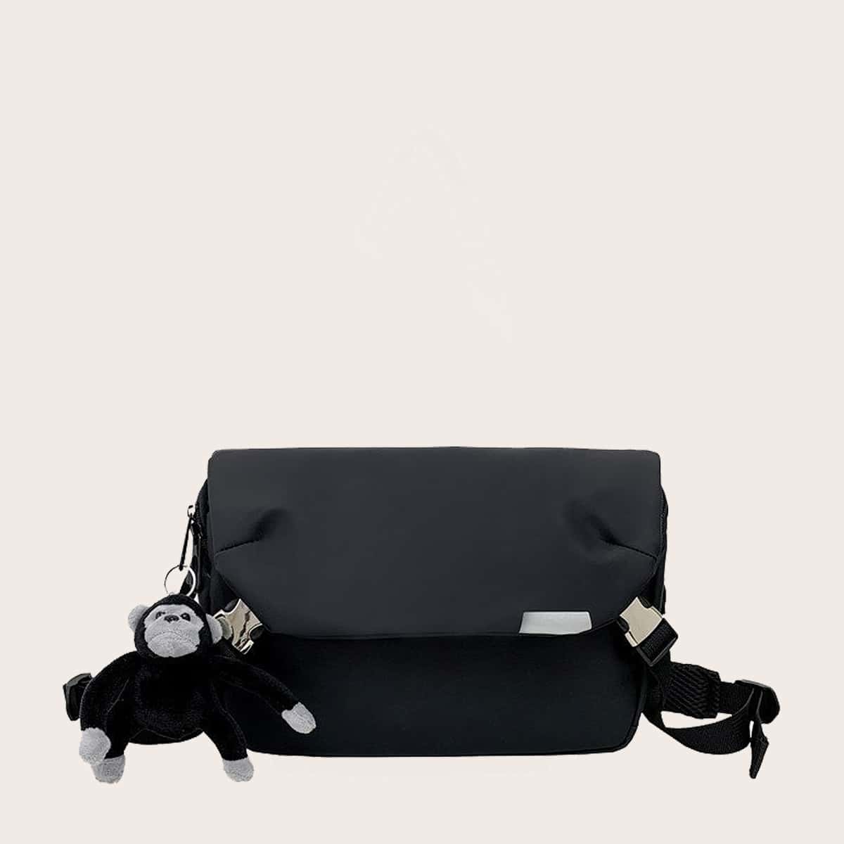 

Guys Waterproof Crossbody Bag With Bag Charm, Black