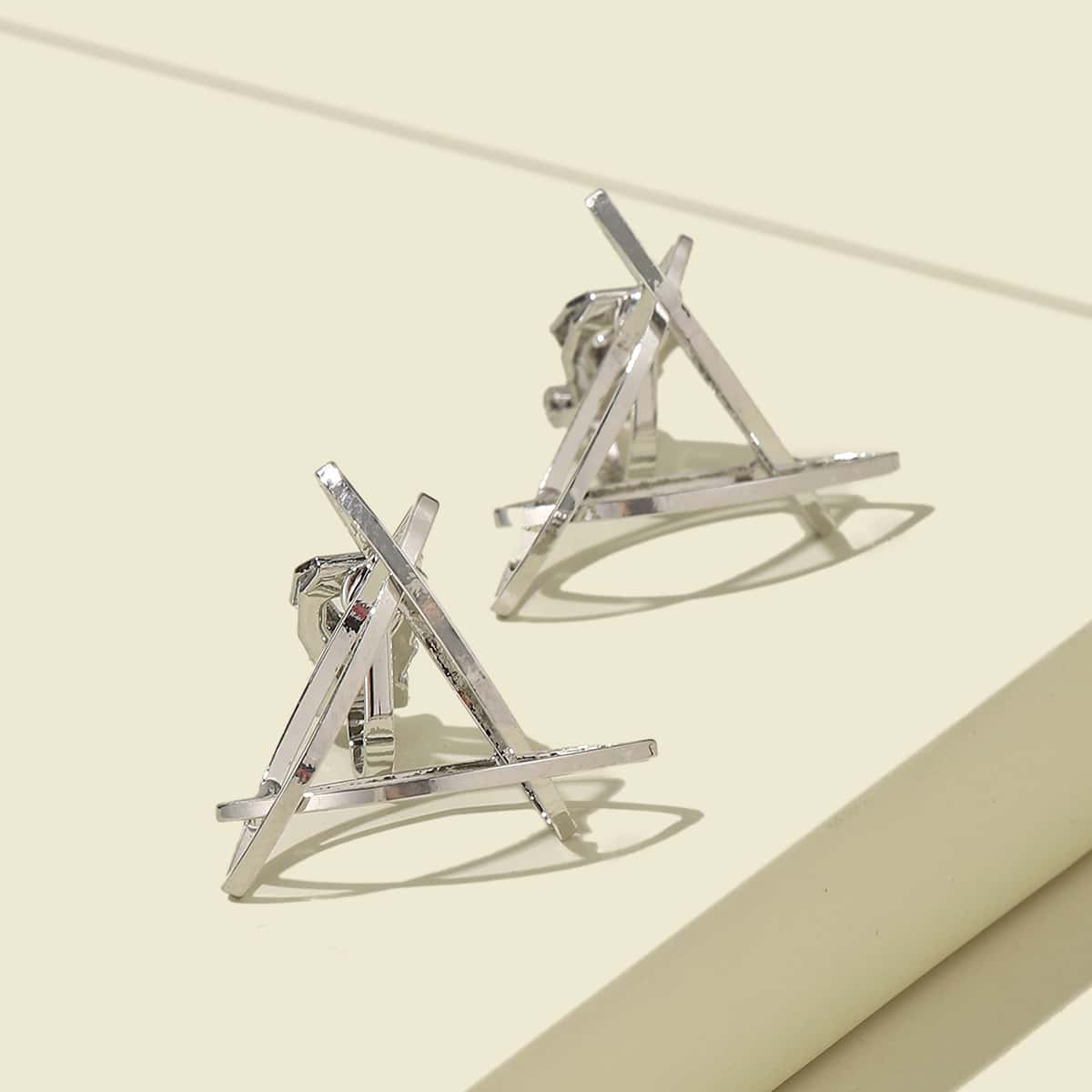 

1pair Triangle Design Ear Cuff, Silver
