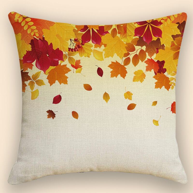 

Leaf Print Cushion Cover Without Filler, Multicolor