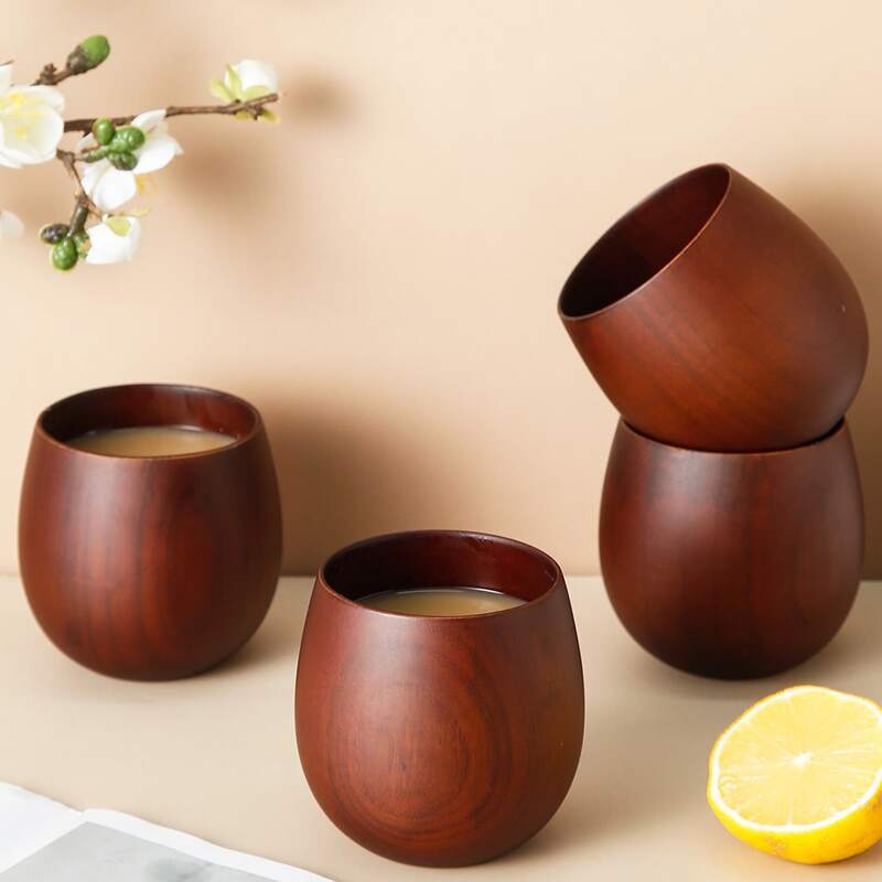 

1pc Wooden Water Cup, Brown