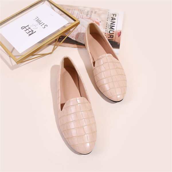

Croc Embossed Flats, Apricot