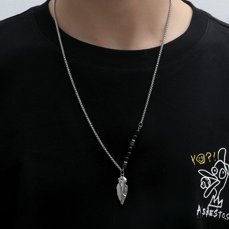 

Guys Bead Decor Necklace, Silver
