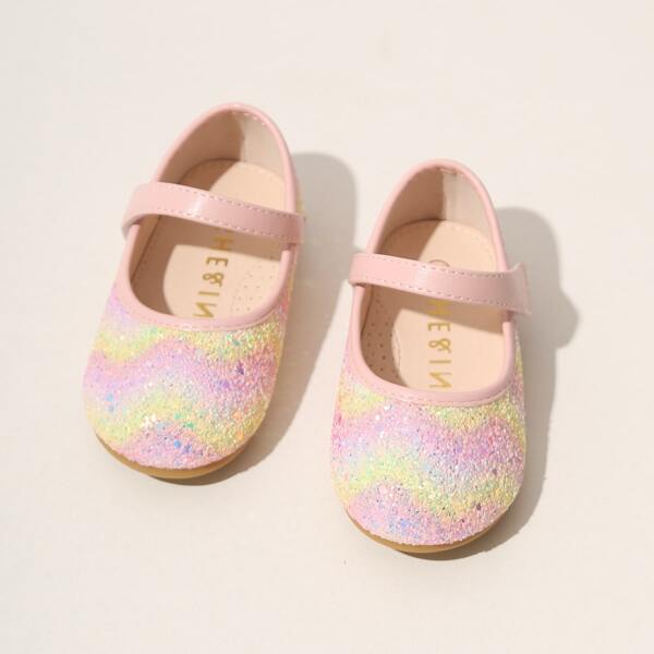 

Toddler Girls Gradient Velcro Strap Flats, Pink