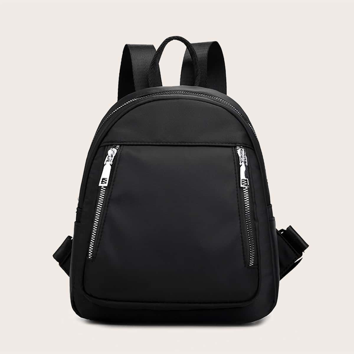 

Dual Zip Front Backpack, Black