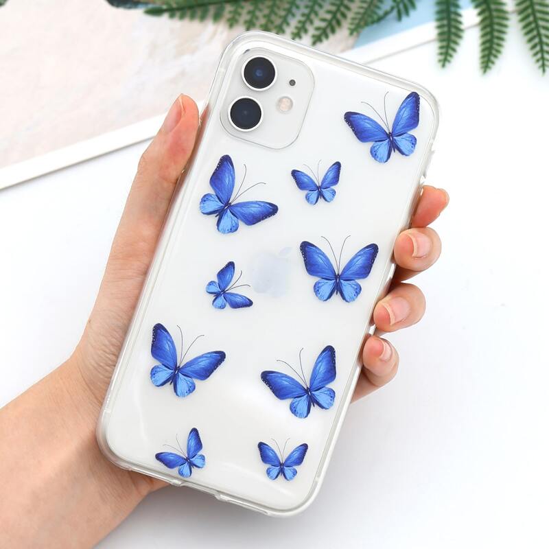 

Butterfly Print iPhone Case, Blue and white