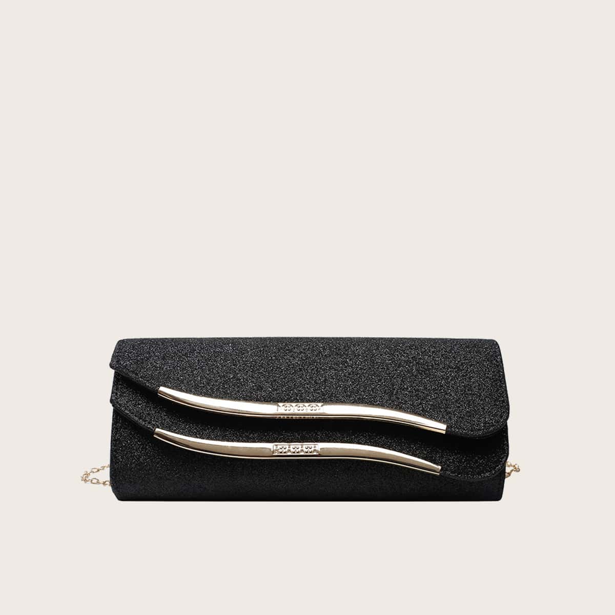 

Glitter Chain Crossbody Bag, Black