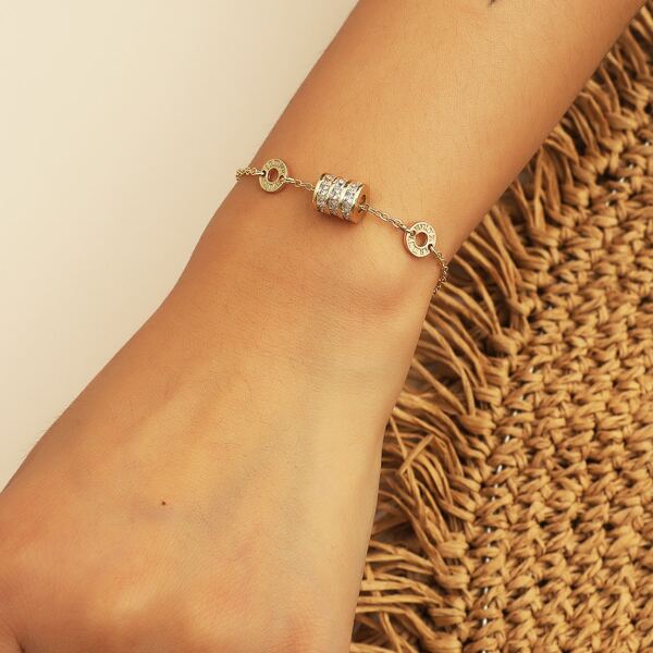 

Rhinestone Decor Chain Bracelet, Gold