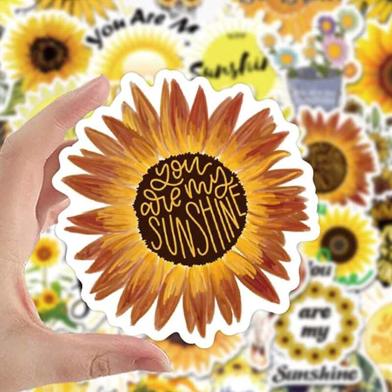 

50pcs Sunflower Print Sticker, Multicolor