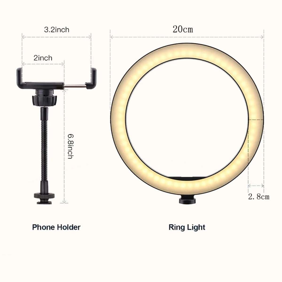 

LED Ring Light Phone Tripod Holder, Black