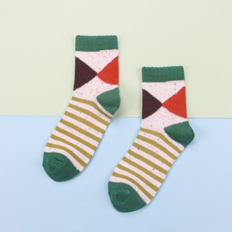 

1pair Colorblock Striped Socks, Multicolor