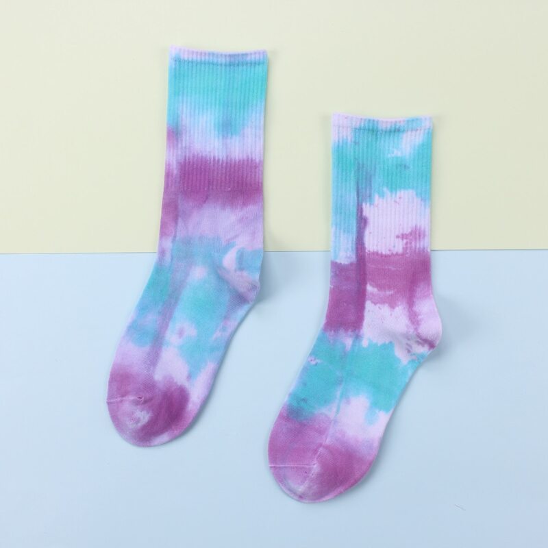 

1pair Tie Dye Socks, Multicolor
