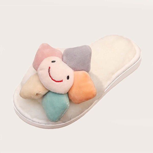 

Toddler Girls Cartoon Decor Fluffy Slippers, White