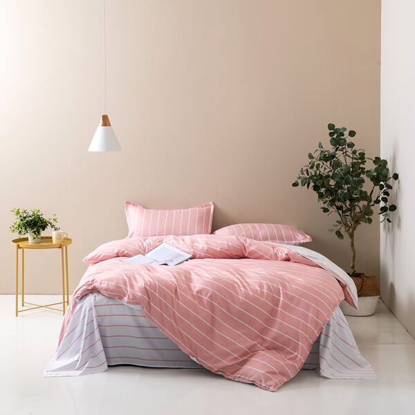 

Striped Pattern Bedding Set Without Filler, Dusty pink