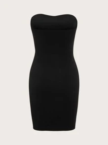 SHEIN BASICS Vestido tubo ajustado - Negro - Ver 7