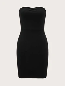 SHEIN BASICS Vestido tubo ajustado - Negro - Ver 6