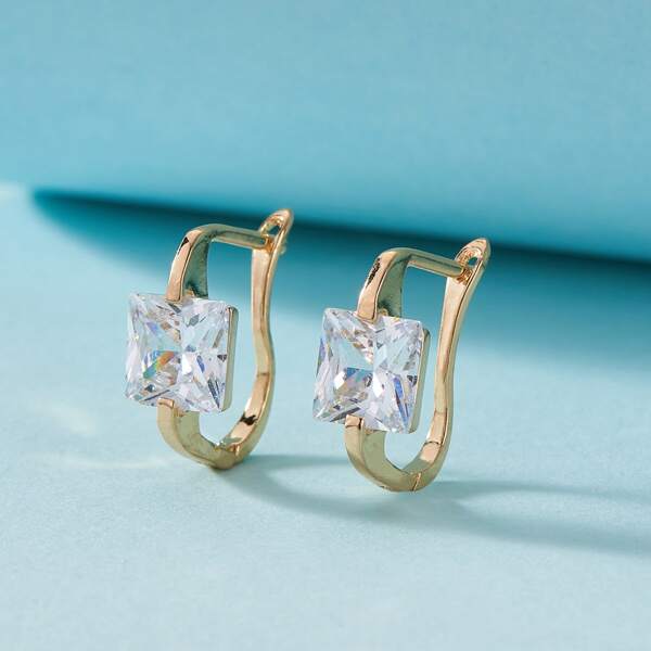 

Zircon Decor Earrings, Gold