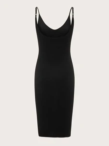 SHEIN BASICS Solid Bodycon Dress - Black - View 7