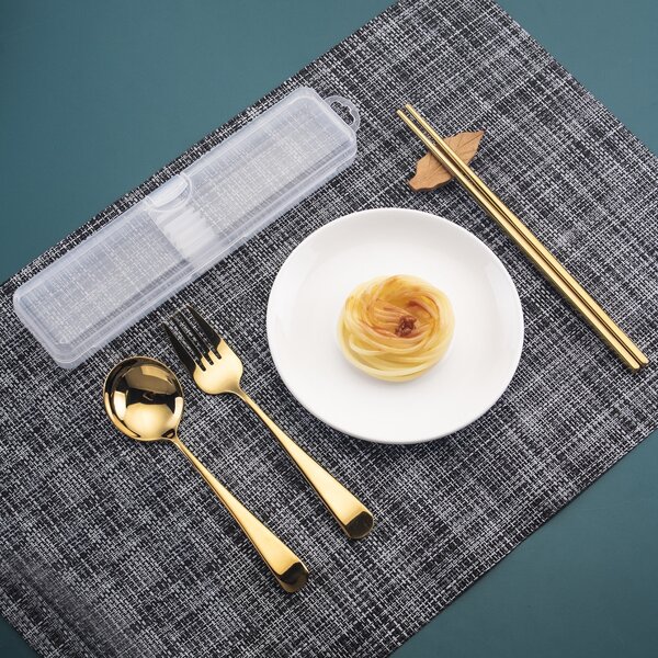 

3pcs Cutlery Set & 1pc Box, Gold