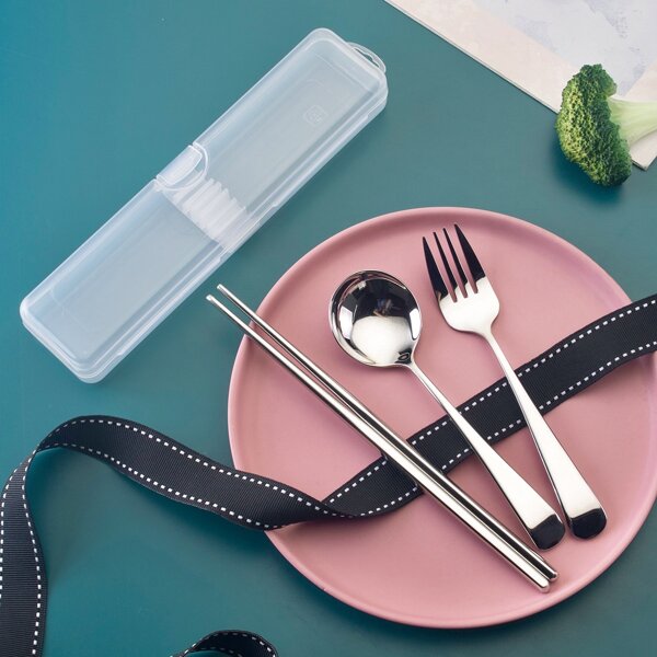 

3pcs Cutlery Set & 1pc Box, Silver
