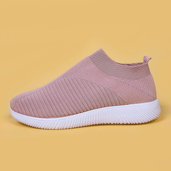 

Minimalist Knit Slip On Sneakers, Pink