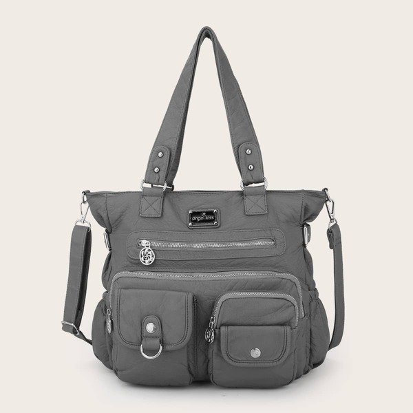 

Multi-pocket Front Tote Bag, Grey