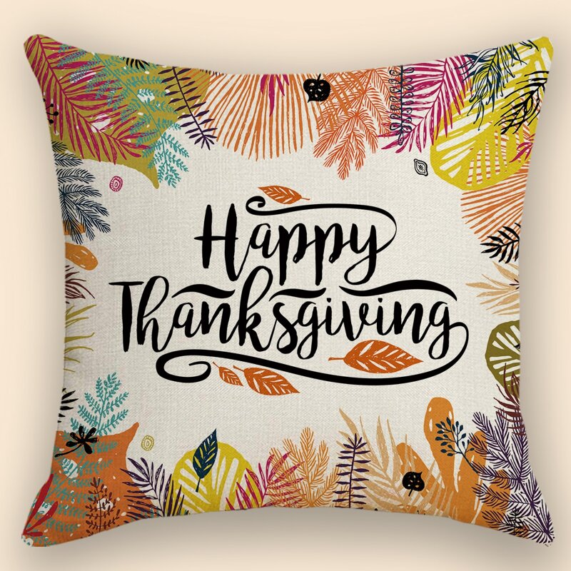 

Leaf Print Cushion Cover Without Filler, Multicolor