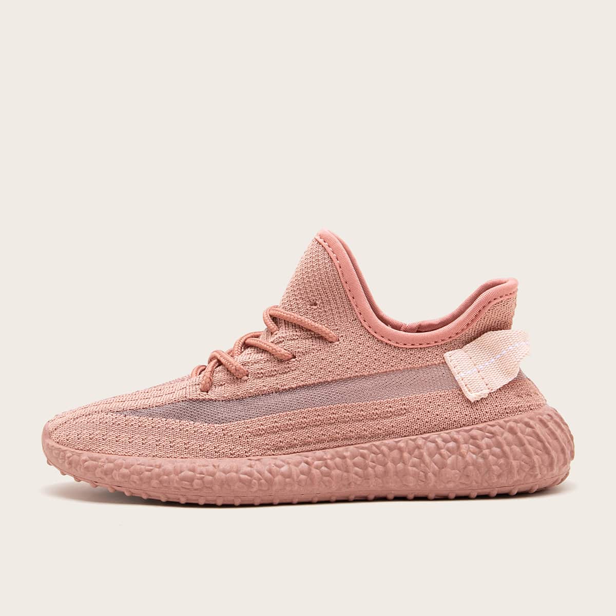 

Lace Up Decor Low Top Knit Sneakers, Pink