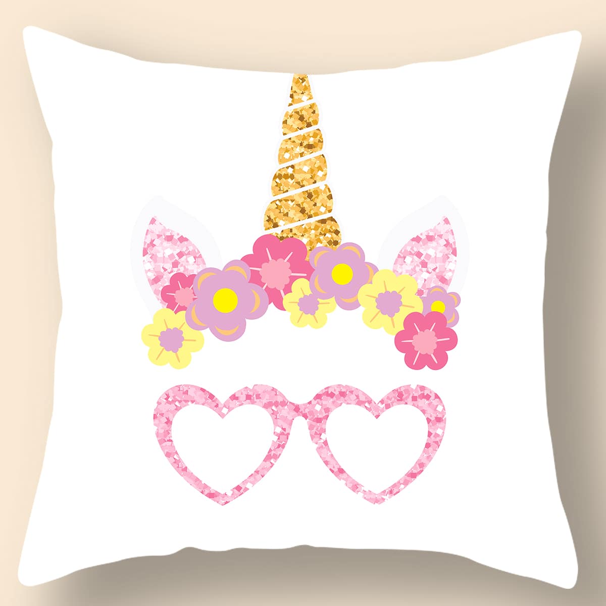 

Unicorn Print Cushion Cover Without Filler, Multicolor