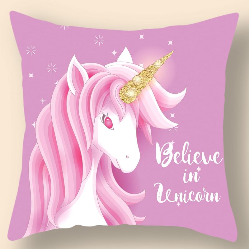 

Unicorn Print Cushion Cover Without Filler, Multicolor