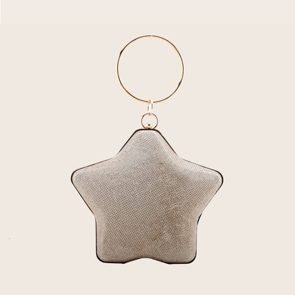 

Allover Rhinestone Decor Star Shaped Bag, Gold