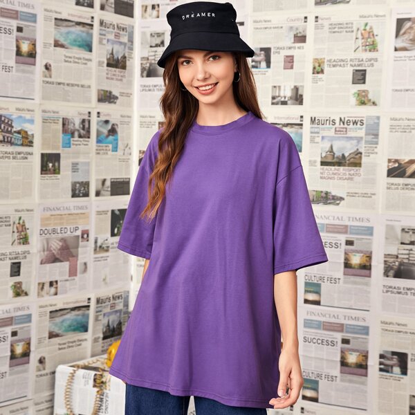 

Wings Pattern Short Sleeve Tee, Violet purple