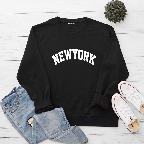 

Plus Letter Graphic Sweatshirt, Black