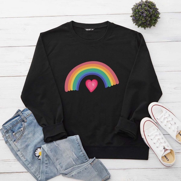 

Plus Cartoon Graphic Sweatshirt, Black