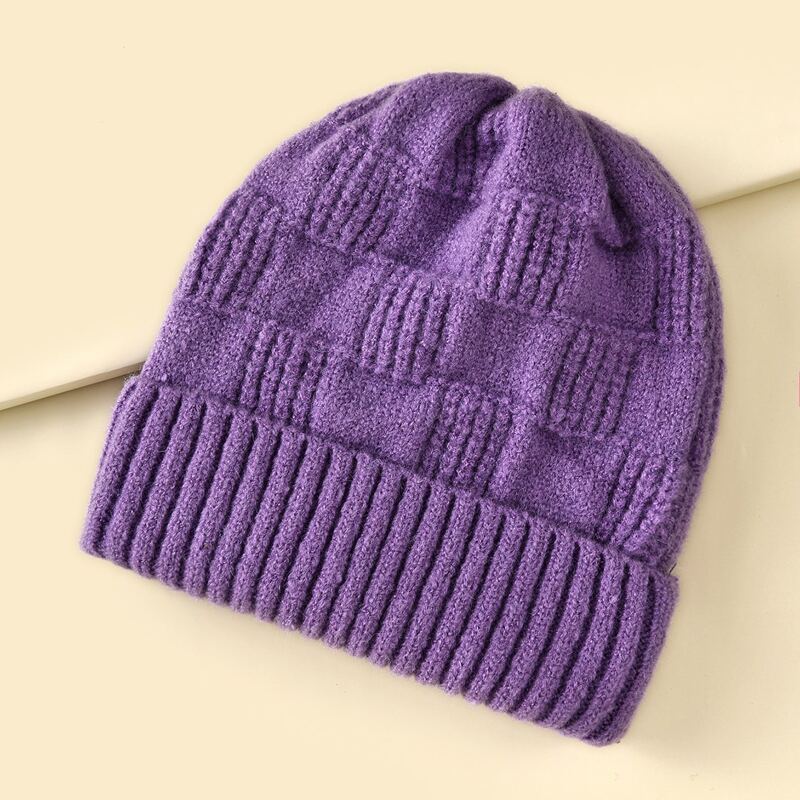 

Simple Solid Cuffed Beanie, Purple