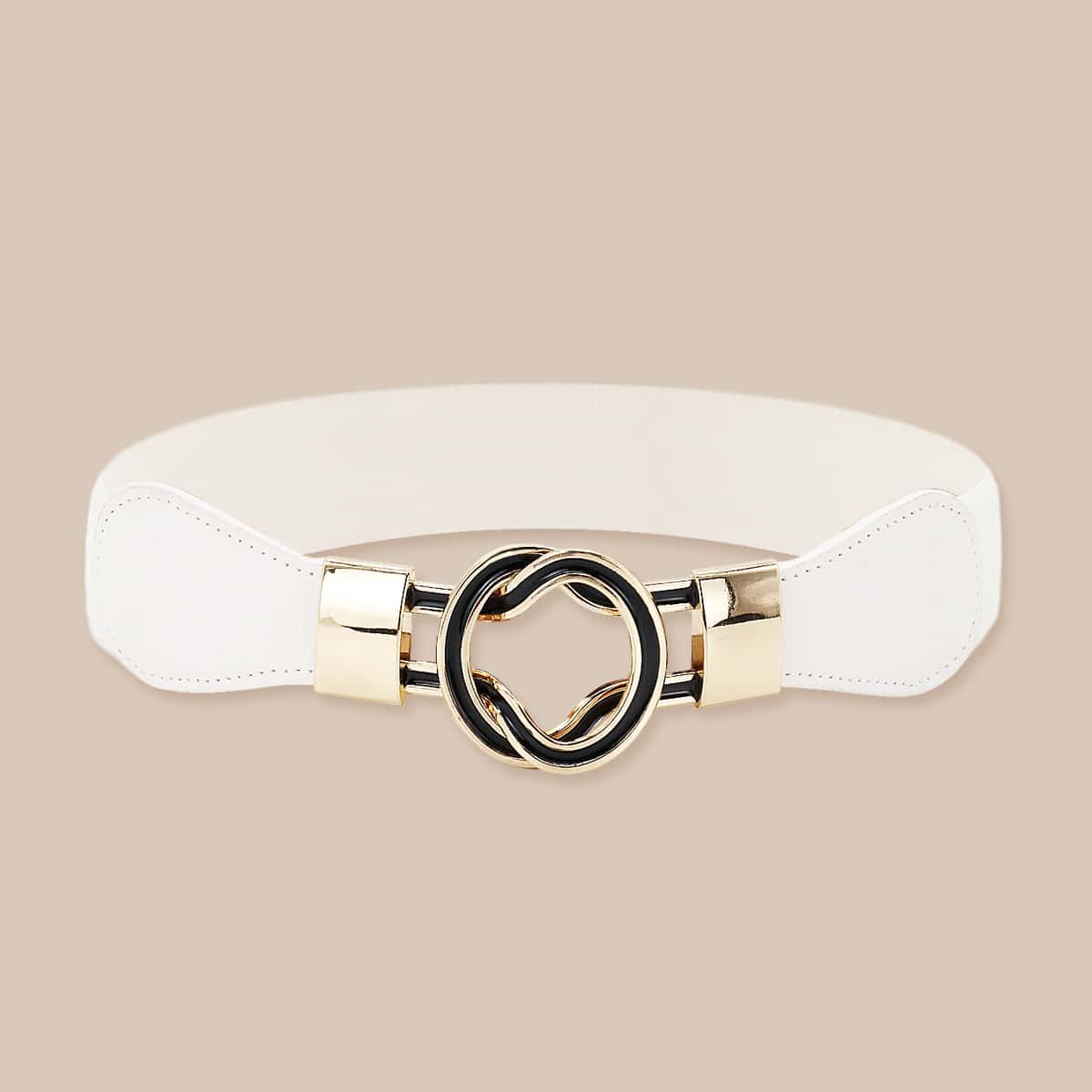 

Metal Buckle Elastic Belt, White