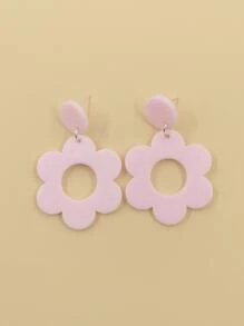 1 đôi bông tai hoa Acrylic đơn giản và cá nhân hóa & 1 đôi quà tặng tiệc lãng mạn phù hợp - Hồng - Xem 1