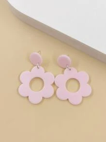 1 đôi bông tai hoa Acrylic đơn giản và cá nhân hóa & 1 đôi quà tặng tiệc lãng mạn phù hợp - Hồng - Xem 3