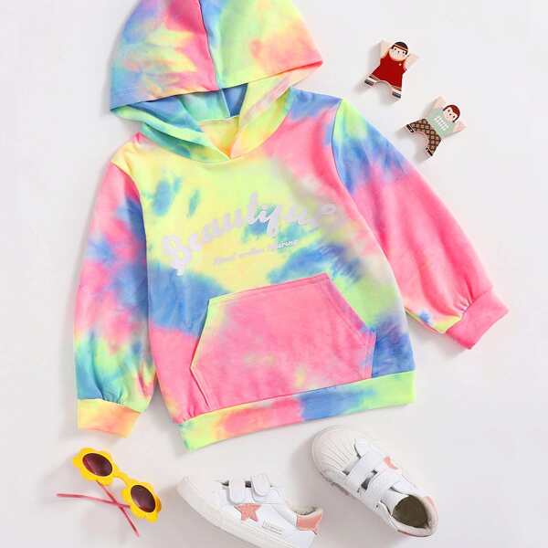 

Toddler Girls Tie Dye Letter Graphic Hoodie, Multicolor
