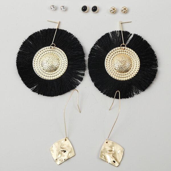 

5pairs Tassel Decor Earrings Set, Multicolor