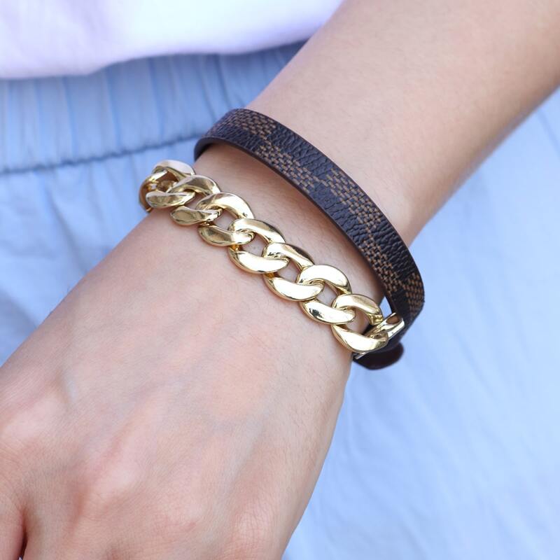 

Chain PU Leather Bracelet, Black