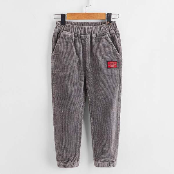 

Toddler Boys Letter Patched Corduroy Pants, Grey