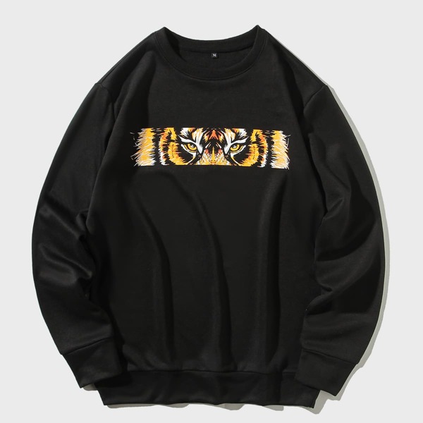 

Men Tiger Print Sweatshirt, Black