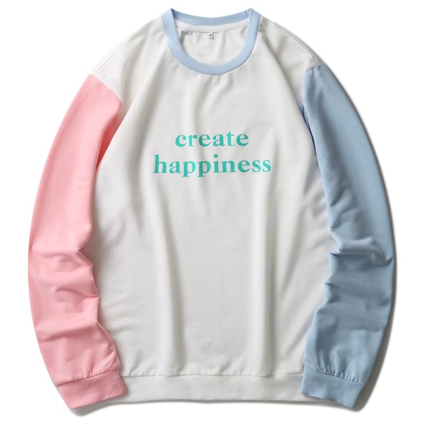

Men Slogan Graphic Color Block Sweatshirt, Multicolor