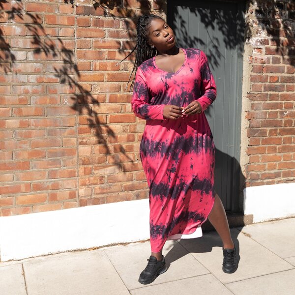 

Plus Tie Dye Asymmetrical Hem Dress, Multicolor